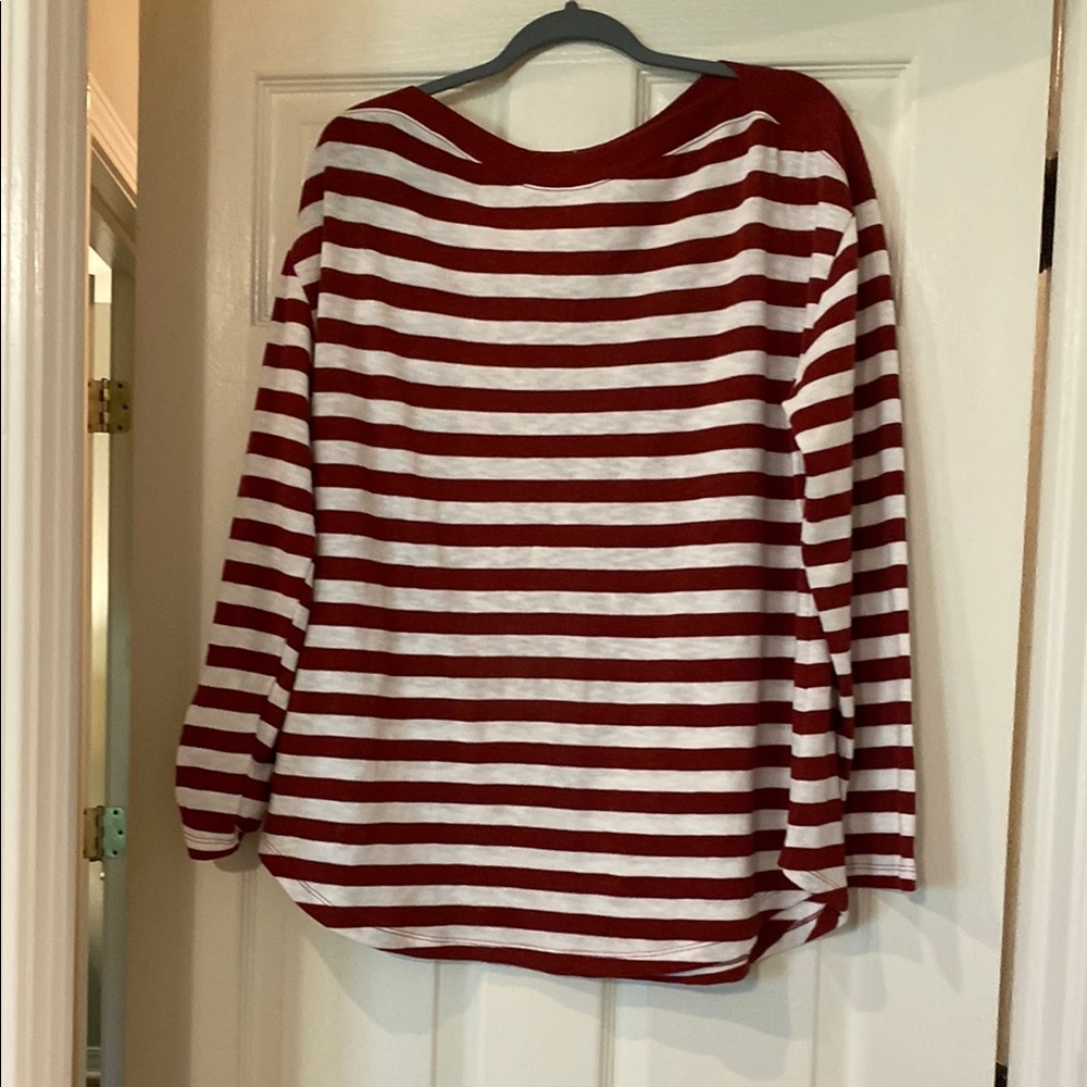 LOFT Red and White Striped Top
